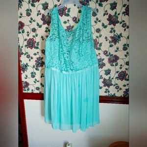 A David's Bridal bridesmaid dress, blue seafoam color, size 22